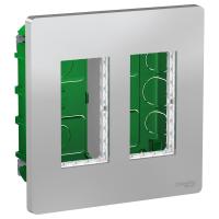 Schneider Electric NU172430 UNICA SYSTEM+ БЛОК скрытой установки 2х2 алюминий