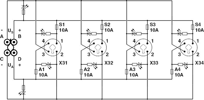 Phoenix contact 1411048 SACB-4/T-L-8FUSE DIAG CT AXL Разветвитель питания