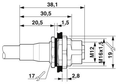 Phoenix contact 1559822 SACCBP-M12FS-4CON-M16/1,0-990 Встраиваемый соединитель для шинной системы