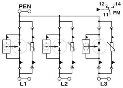 Phoenix contact 2905469 FLT-SEC-T1+T2-3C-350/25-FM Комбинация разрядников типа 1+2