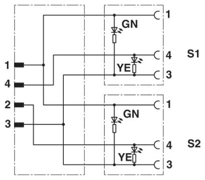 Phoenix contact 1458774 SAC-3P-M8Y/2X3,0-PUR/M 8FR-2L Кабель для датчика / исполнительного элемента