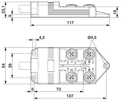 Phoenix contact 1452589 SACB-4/ 4-L-10,0PUR SCO P Коробка датчика и исполнительного элемента