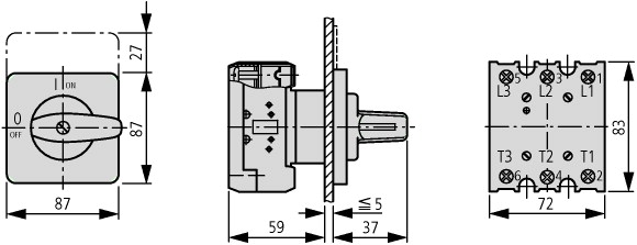 67201 P3-100/E Выключатель 3P, 100A , переднее крепление MOELLER / EATON (арт.067201)