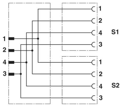 Phoenix contact 1502086 SAC-4P-M12Y/2X 3,0-PUR/M12FSVP Кабель для датчика / исполнительного элемента