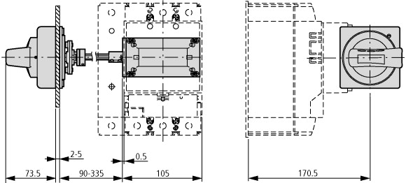 266642 Комплект для главного выключателя , управление слева от выключателя , 3P , NZM 2 (NZM2-XS-L)