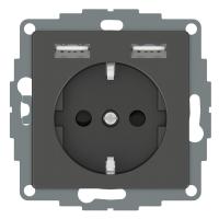 Schneider Electric MTN2366-0414 MERTEN SM Розетка Schuko с 2 USB c зарядным устройством 2,4 A антрацит