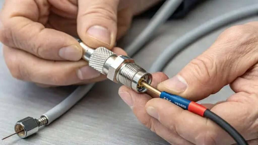 Подключение коаксиального кабеля к антенне с помощью F-разъема
