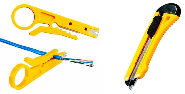 Схема подключения интернет-кабеля RJ-45 снятие изоляции