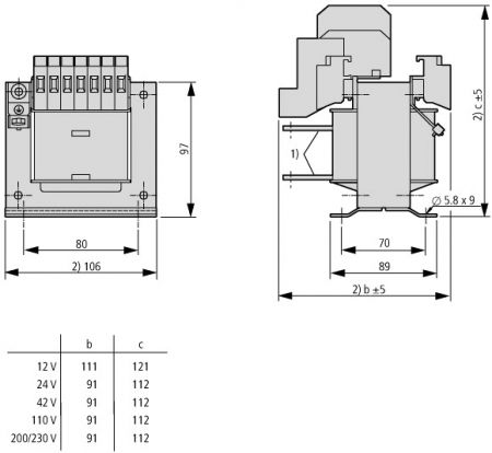 204981 Однофазный трансформатор , 315 ВА , 400/ 230 В (STN0,315(*/*))