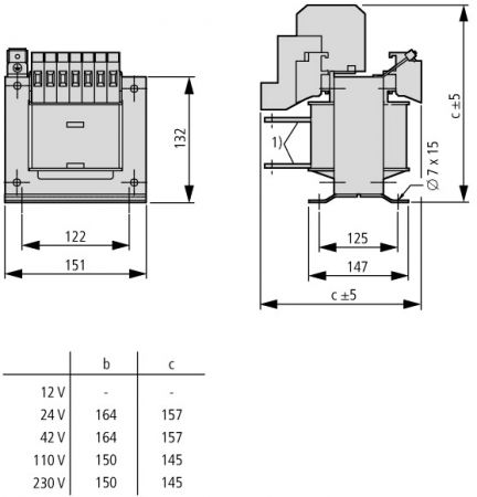 35255 Однофазный трансформатор , 1.0 кВА , 400/24 В (STI1,0(400/24))